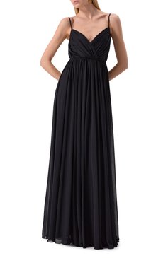 Женское платье из вискозы и шелка GIAMBATTISTA VALLI черного цвета, арт. 25SSPVCL5179-21JER | Фото 3 (Материал сплава: Проставлено; Материал внешний: Вискоза; Драгоценные камни: Проставлено; Длина Ж (юбки, платья, шорты): Макси; Женское Кросс-КТ: Платье-одежда; Случай: Вечерний; Рукава: На бретелях; Стили: Кэжуэл)