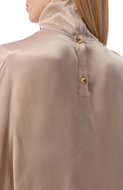 Атласная блузка RICK OWENS бежевого цвета по цене 94600 руб., арт. RP01F6216/N, фото 5 Атласная блузка RICK OWENS, арт. RP01F6216/N, фото 5