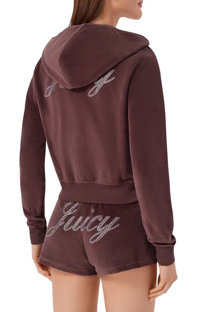 Хлопковая толстовка SPORTY AND RICH коричневого цвета по цене 38600 руб., арт. CA046716689BR03/JUICY SCRIPT VEL0UR ZIP H00DIE, фото 4 Хлопковая толстовка SPORTY AND RICH, арт. CA046716689BR03/JUICY SCRIPT VEL0UR ZIP H00DIE, фото 4