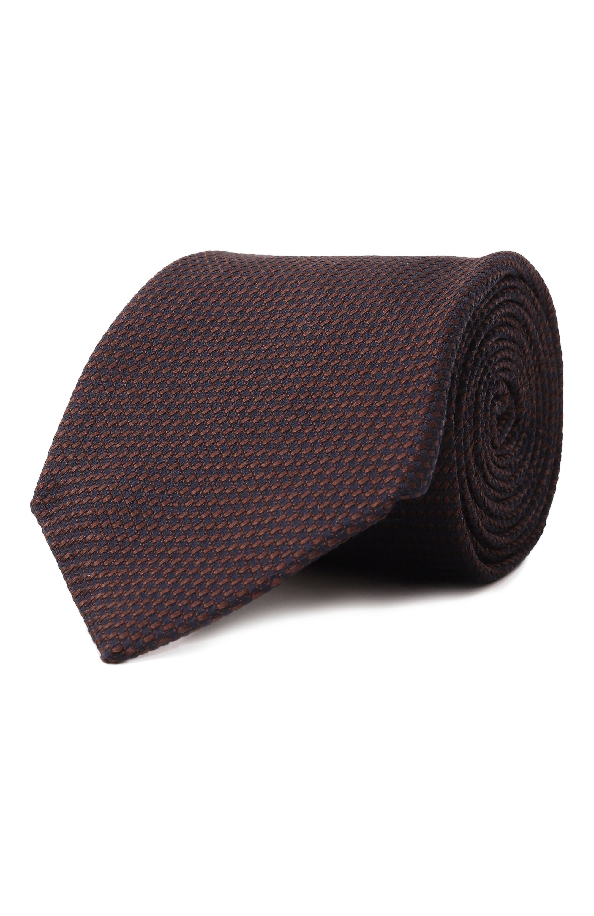 Галстук из шелка и хлопка CANALI темно-коричневого цвета по цене 18500 руб., арт. 18/HJ04180, фото 1 Галстук из шелка и хлопка CANALI, арт. 18/HJ04180, фото 1