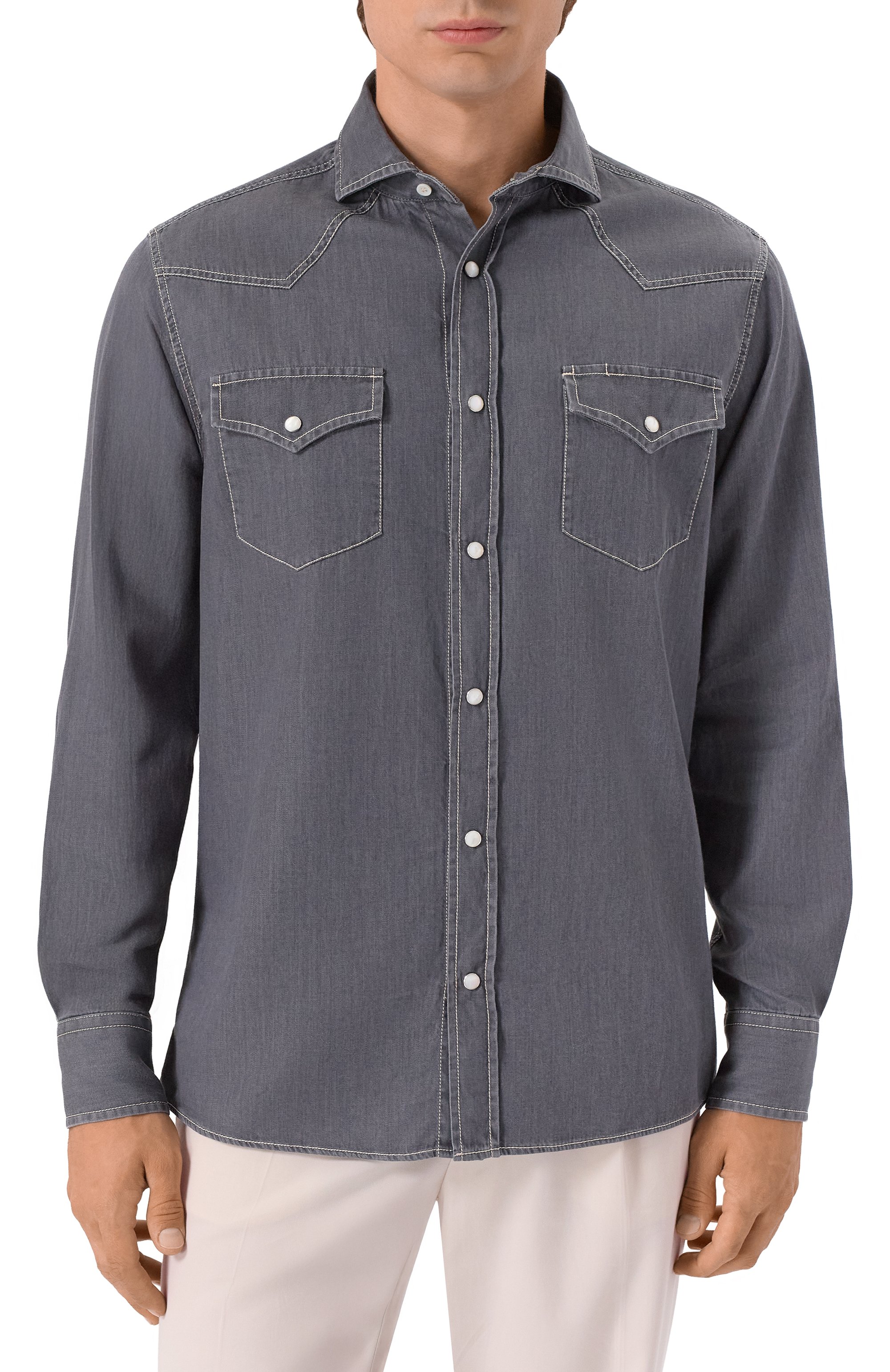 Джинсовая рубашка BRUNELLO CUCINELLI, арт. MR6834008, фото 3