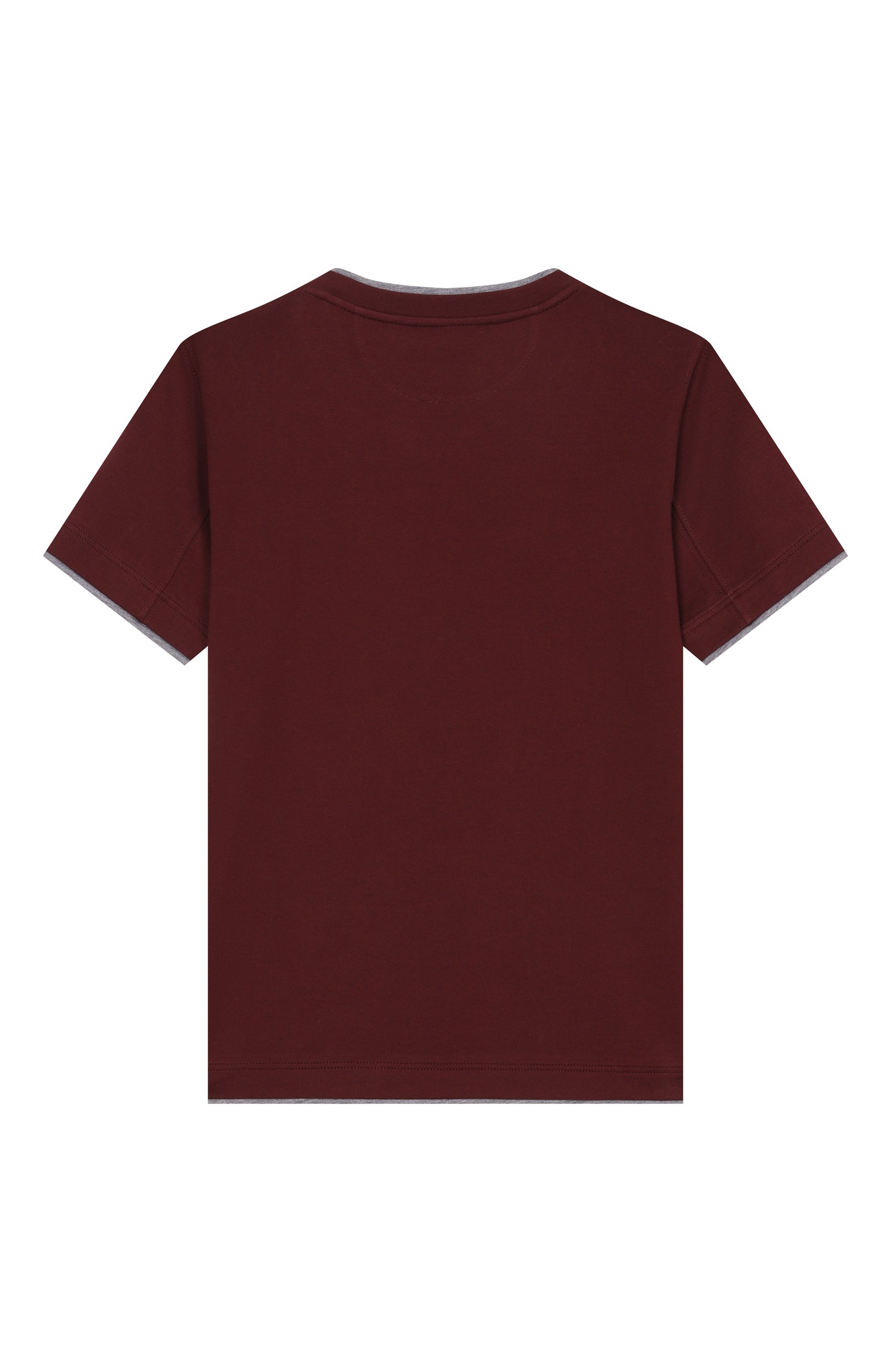 Хлопковая футболка BRUNELLO CUCINELLI бордового цвета по цене 28750 руб., арт. B0B13T157B, фото 2 Хлопковая футболка BRUNELLO CUCINELLI, арт. B0B13T157B, фото 2