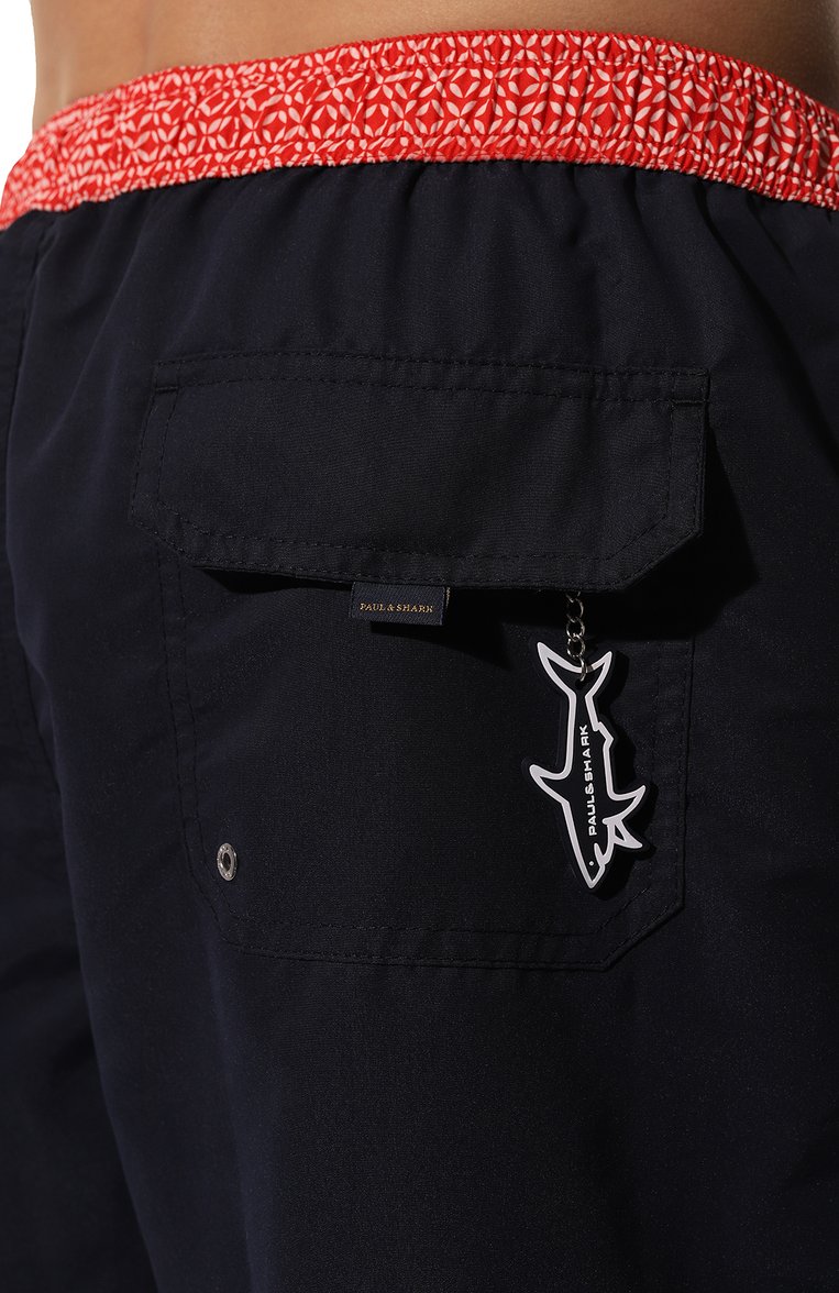 Мужские плавки-шорты PAUL&SHARK темно-синего цвета, арт. 24415023/3XL-6XL | Фото 4 (Нос: Не проставлено; Материал внешний: Синтетический материал; Мужское Кросс-КТ: плавки-шорты; Принт: Без принта)