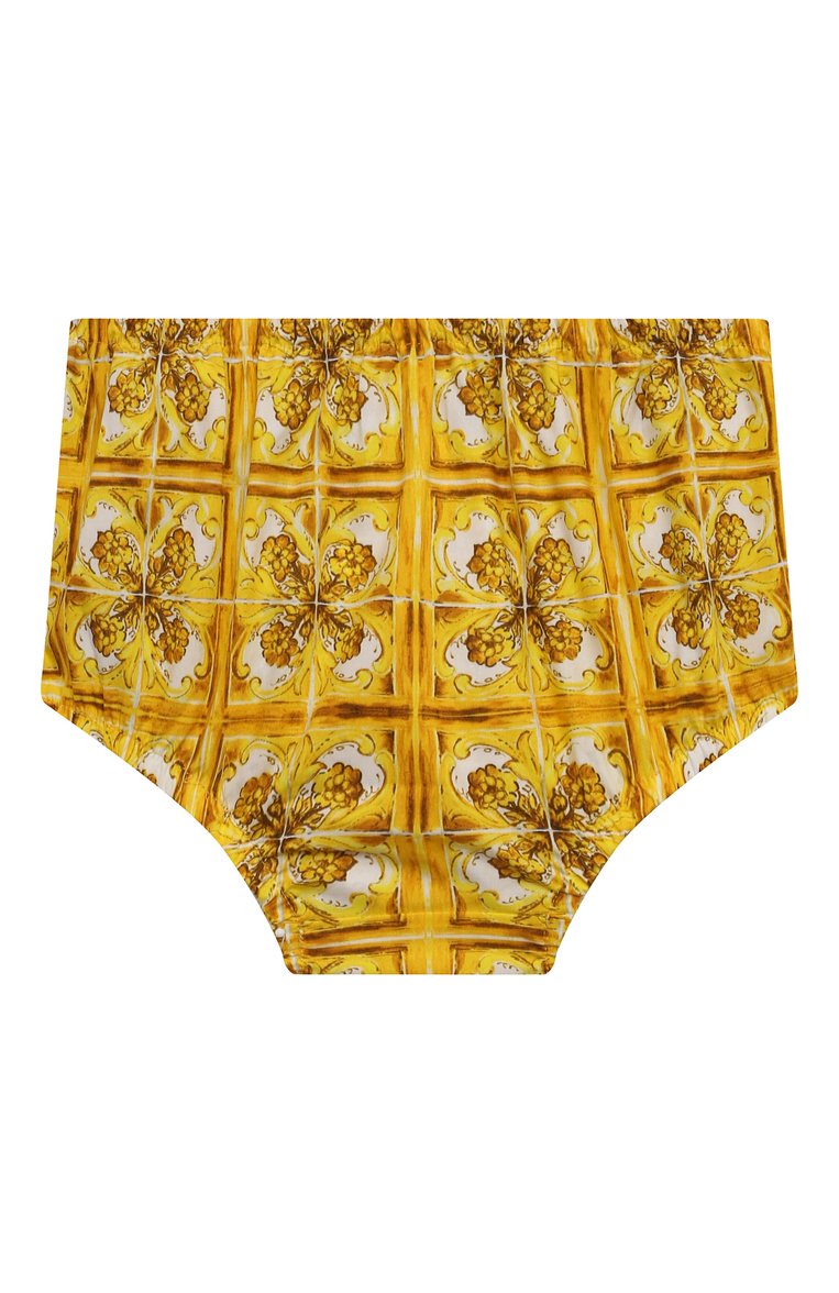 Женский комплект из платья и шорт DOLCE & GABBANA желтого цвета, арт. L23DI5/FI5JW | Фото 6 (Нос: Не проставлено; Материал внешний: Хлопок; Материал сплава: Проставлено; Ростовка одежда: 12 мес | 80 см, 6 мес | 68 см, 9 мес | 74 см)