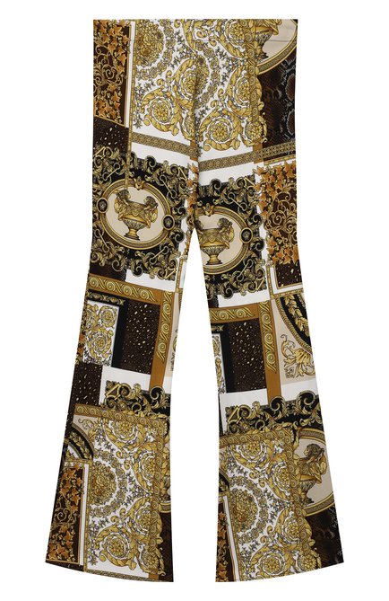 Детские брюки из вискозы VERSACE разноцветного цвета, арт. 1000038/1A00301/8A-14A | Фото 2 (Материал внешний: Вискоза; Девочки Кр�осс-КТ: Брюки-одежда; Региональные ограничения белый список (Axapta Mercury): RU, Не проставлено; Случай: Повседневный; Нос: Не проставлено; Материал сплава: Проставлено; Ростовка одежда: 10 - 11 лет | 140 - 146см, 12 лет | 152 см, 16 лет | 164 см, 8 лет | 128 см)