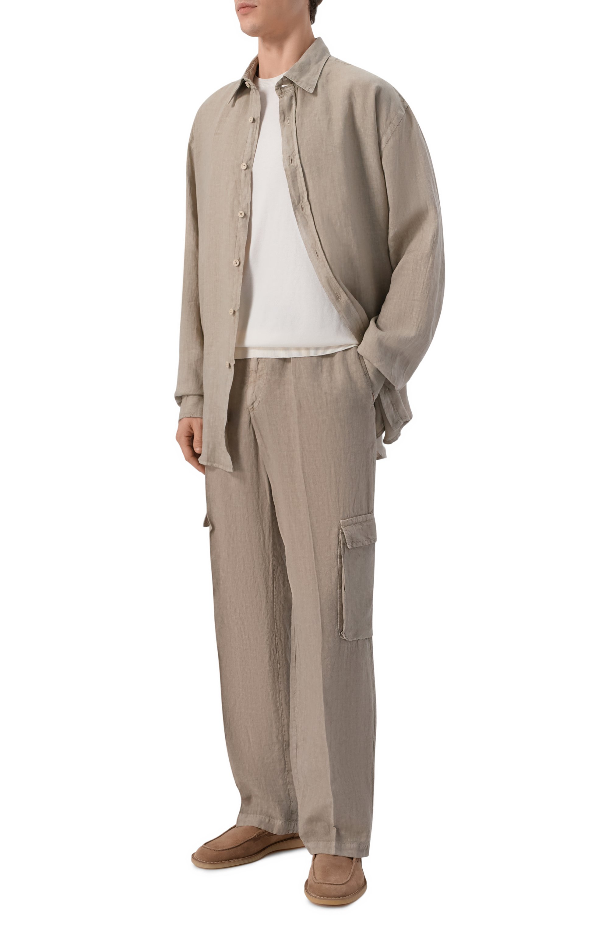 Льняные брюки-карго INLINUM бежевого цвета по цене 39950 руб., арт. CARG0RU/TR0PEA, фото 2 Льняные брюки-карго INLINUM, арт. CARG0RU/TR0PEA, фото 2