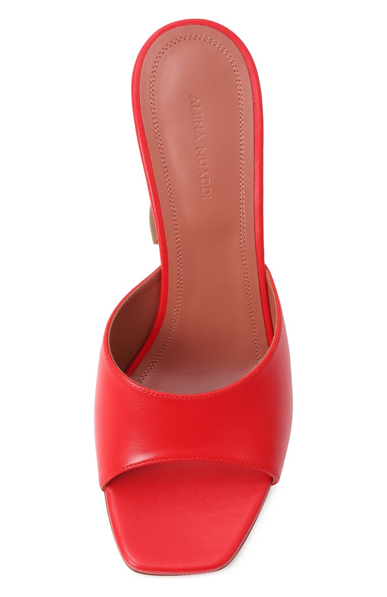 Женские кожаные мюли lupita AMINA MUADDI красного цвета, арт. LUPITA SLIPPER/PATENT/WHITE | Фото 6 (Подошва: Плоская; Материал сплава: Проставлено; Драгоценные камни: Проставлено; Материал внешний: Натуральная кожа; Каблук высота: Высокий; Материал внутренний: Натуральная кожа; Каблук тип: Фигурный)