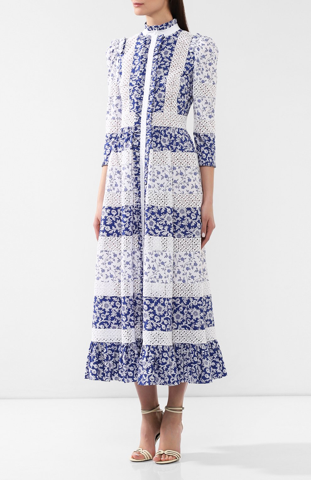 Хлопковое платье ALEXANDER MCQUEEN синего цвета по цене 479500 руб., арт. 558739/QMC08, фото 3 Хлопковое платье ALEXANDER MCQUEEN, арт. 558739/QMC08, фото 3