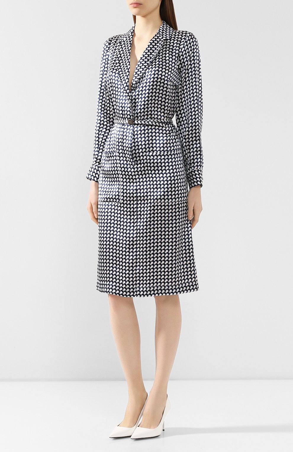 Шелковое платье KITON темно-синего цвета по цене 157500 руб., арт. D49312K09S75, фото 3 Шелковое платье KITON, арт. D49312K09S75, фото 3
