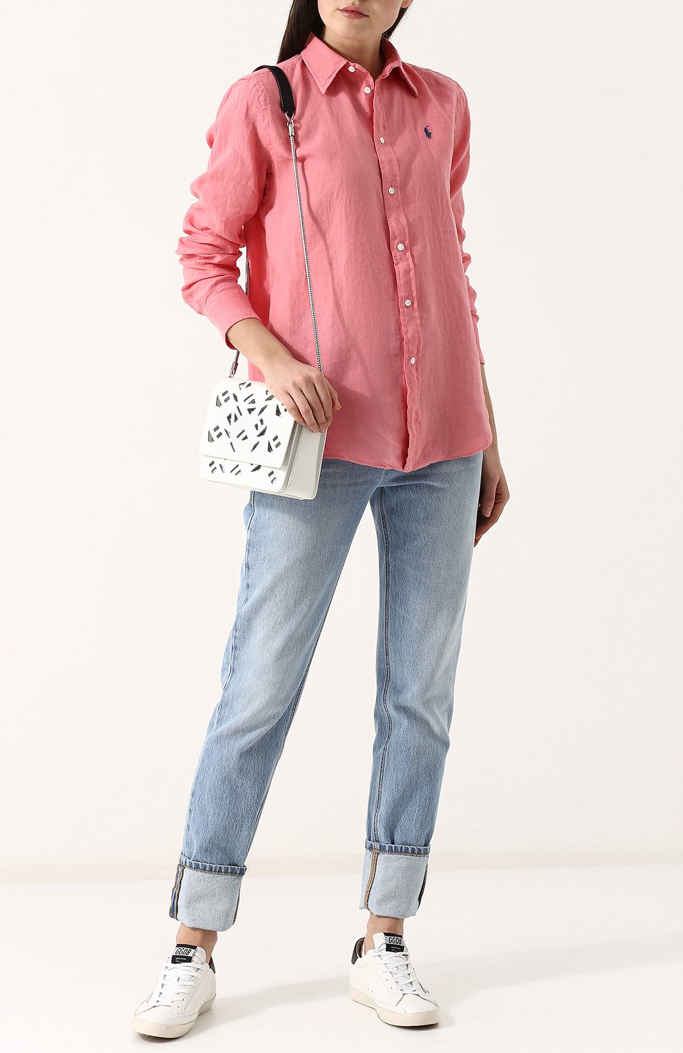 Однотонная льняная блуза свободного кроя POLO RALPH LAUREN, арт. 211697460, фото 2