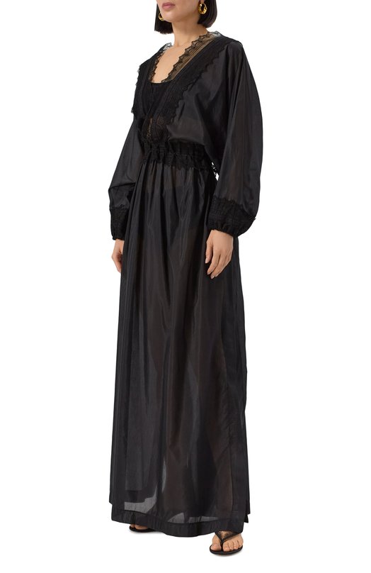 Платье из хлопка и шелка Ermanno Scervino D464Q621RUQ Чёрный  D464Q621RUQ Фото 3