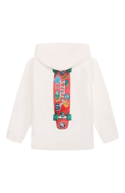 Детский хлопковое худи STELLA MCCARTNEY молочного цвета, арт. TW4R00 | Фото 2 (Материал сплава: Проставлено; Материал внешний: Хлопок; Драгоценные камни: Проставлено; Рукава: Длинные)