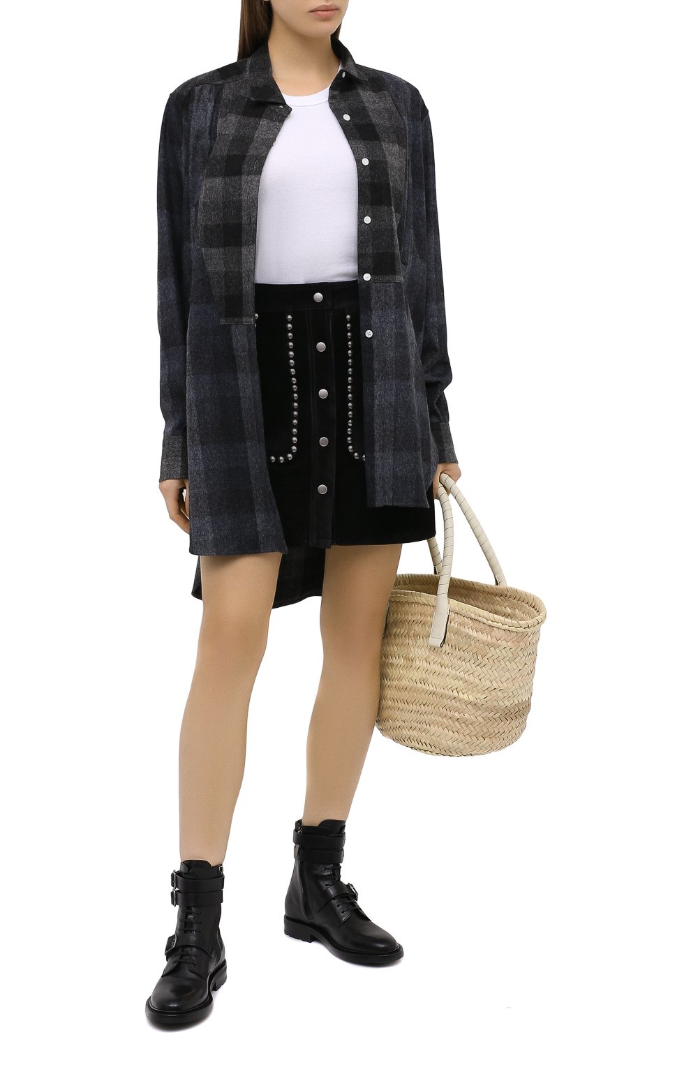 Кожаная юбка GOLDEN GOOSE DELUXE BRAND черного цвета по цене 87250 руб., арт. GWP00187.P000154, фото 2 Кожаная юбка GOLDEN GOOSE DELUXE BRAND, арт. GWP00187.P000154, фото 2