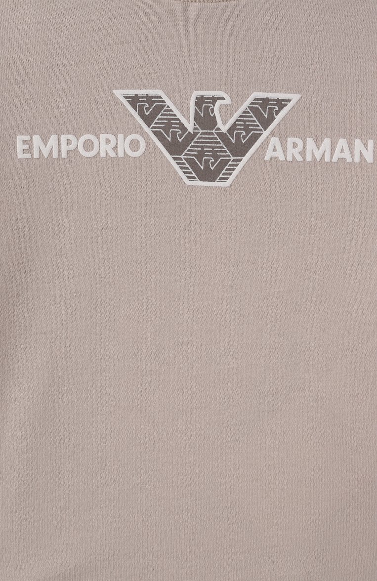 Детский комплект из трех футболок EMPORIO ARMANI бежевого цвета, арт. EB000380/AF13913 | Фото 9 (Нос: Не проставлено; Кросс-КТ НВ: Футболка; Материал внешний: Хлопок; Автоматизация состава: Проставлено; Ростовка одежда: 6 мес | 68 см, 3 мес | 62 см, 9 мес | 74 см, 24 мес | 92 см, 12 мес | 80 см, 36 мес | 98 см)