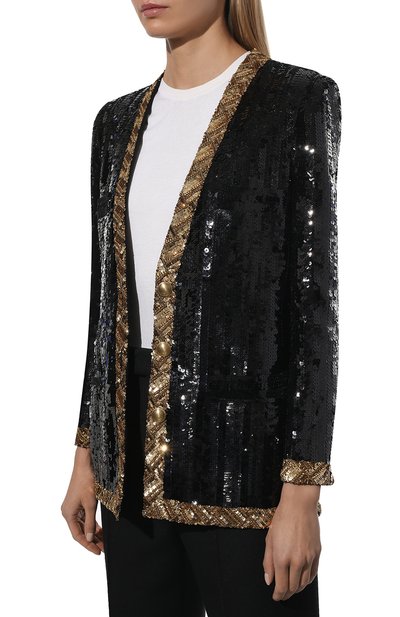 Жакет с отделкой пайетками SAINT LAURENT черного цвета по цене 1510000 руб., арт. 670789/Y012W, фото 3 Жакет с отделкой пайетками SAINT LAURENT, арт. 670789/Y012W, фото 3