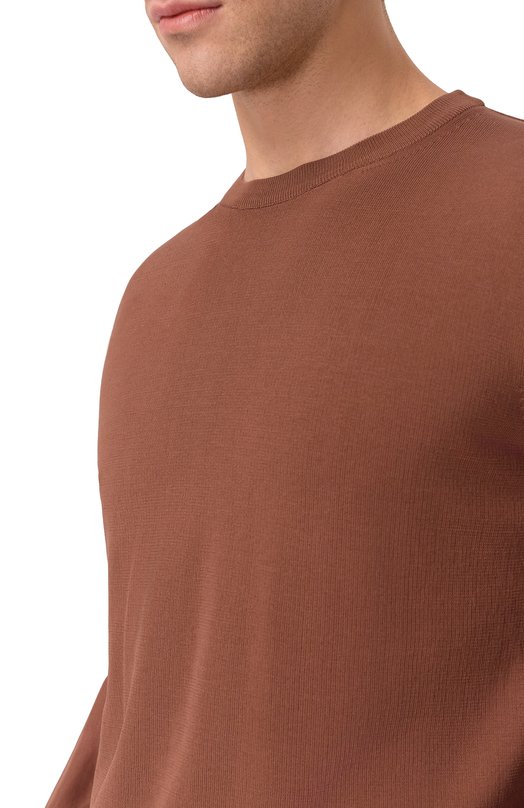 Хлопковый джемпер Canali C0012/MK02459 Коричневый  C0012/MK02459 Фото 5