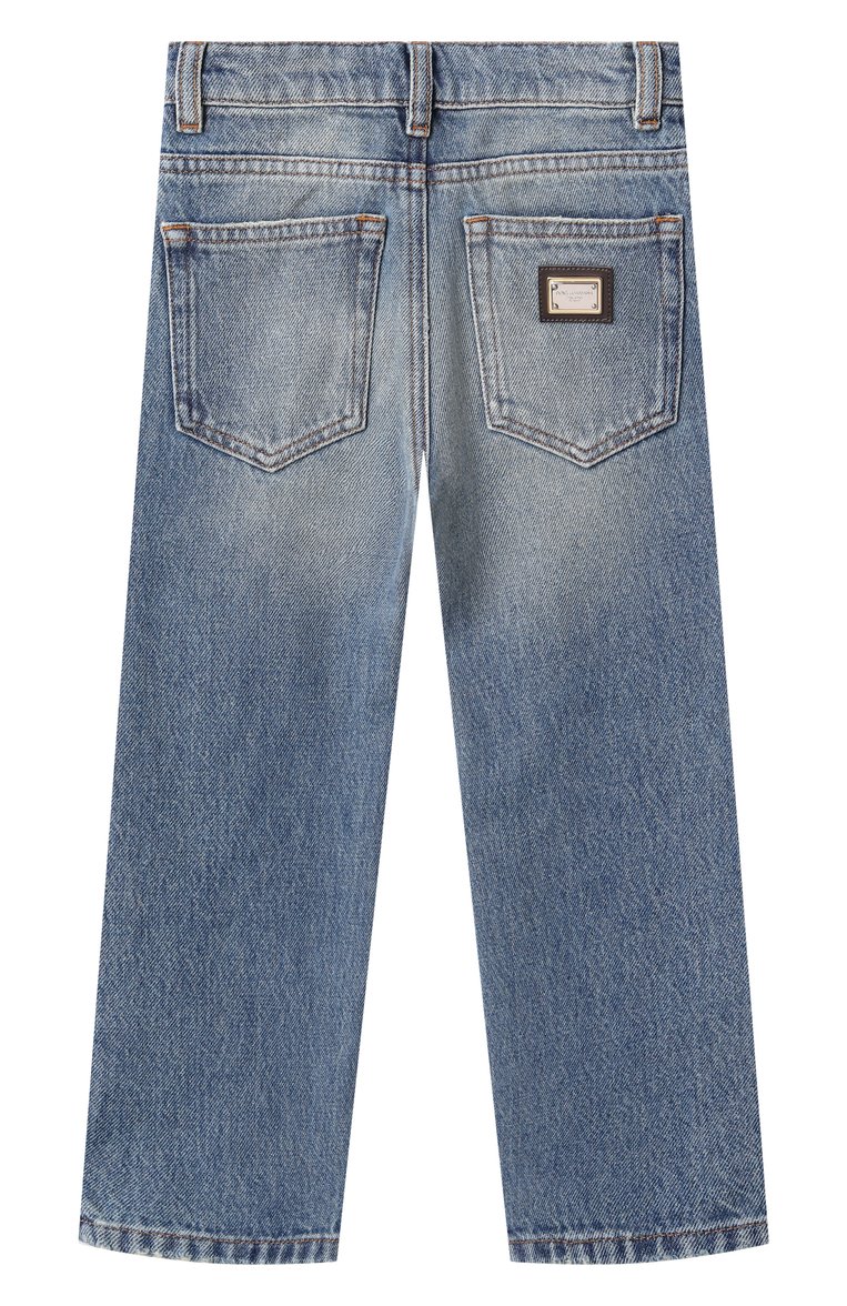 Детские джинсы DOLCE & GABBANA голубого цвета, арт. L42F44/LDD10/8-14 | Фото 2 (Материал сплава: Проставлено; Нос: Не проставлено; Детали: Потертости; Материал внешний: Хлопок; Ростовка одежда: 8 лет | 128 см, 16 лет | 164 см, 13 - 15 лет | 158 см, 10 - 11 лет | 140 - 146см)