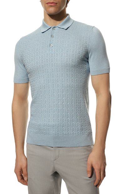 Поло из шелка и хлопка IL BORGO CASHMERE голубого цвета по цене 51350 руб., арт. 57-1090-M0DG0, фото 3 Поло из шелка и хлопка IL BORGO CASHMERE, арт. 57-1090-M0DG0, фото 3