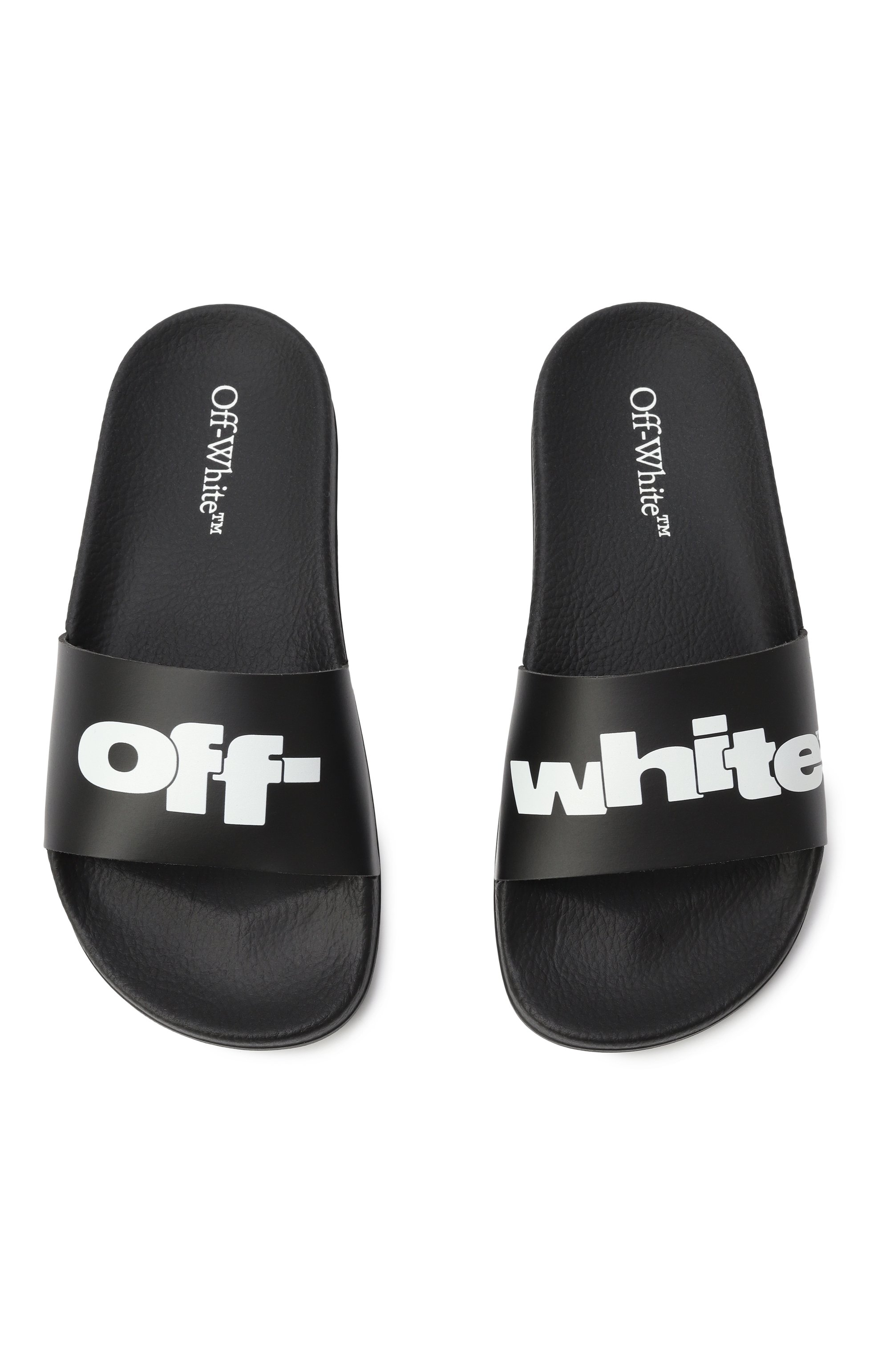 Шлепанцы OFF-WHITE черного цвета по цене 15100 руб., арт. 0BIC001S25MAT001/32-34, фото 4 Шлепанцы OFF-WHITE, арт. 0BIC001S25MAT001/32-34, фото 4