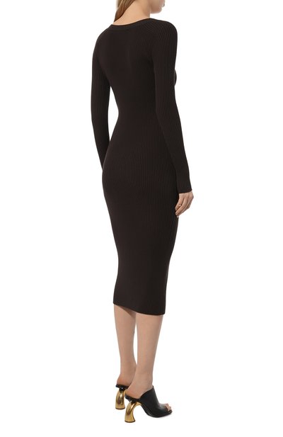 Платье из вискозы P.A.R.O.S.H. темно-коричневого цвета по цене 49950 руб., арт. REISE-D550818, фото 4 Платье из вискозы P.A.R.O.S.H., арт. REISE-D550818, фото 4