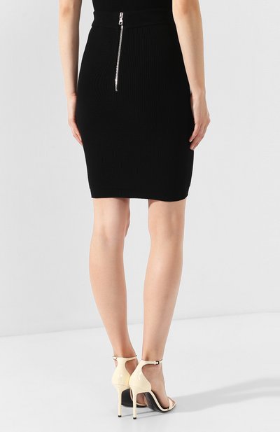 Шерстяная юбка BALMAIN черного цвета по цене 94750 руб., арт. SF24212/K488, фото 4 Шерстяная юбка BALMAIN, арт. SF24212/K488, фото 4