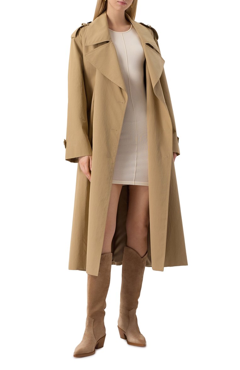 Женские замшевые казаки waylon 45 GIANVITO ROSSI темно-бежевого цвета, арт. G80194.45CU0.C45CAML | Фото 2 (Материал внешний: Натуральная кожа, Замша; Каблук высота: Средний; Подошва: Плоская; Автоматизация состава: Проставлено; Автоматизация ТО: Проставлено; Высота голенища: Средние; Материал внутре�нний: Натуральная кожа; Материал утеплителя: Без утеплителя; Женское Кросс-КТ: Казаки-сапоги; Каблук тип: Устойчивый)
