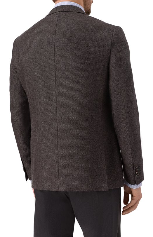 Пиджак из шерсти и шелка Corneliani 266002-2616339 Коричневый  266002-2616339 Фото 6