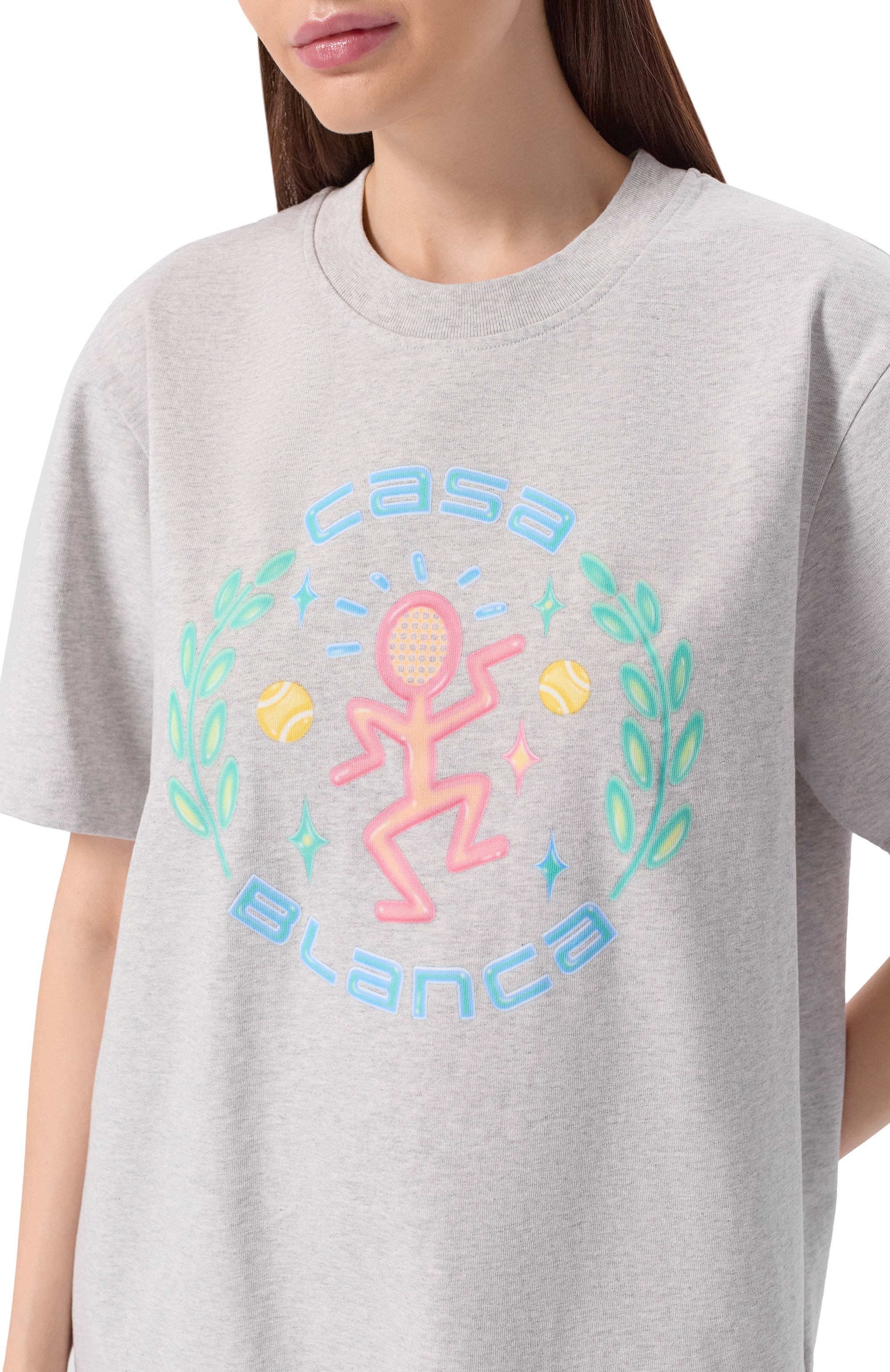 Хлопковая футболка CASABLANCA серого цвета по цене 32800 руб., арт. M-SP26-JTS-001-02, фото 5 Хлопковая футболка CASABLANCA, арт. M-SP26-JTS-001-02, фото 5