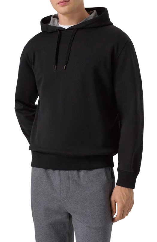 Худи из хлопка и кашемира Brunello Cucinelli MM8319021G Чёрный  MM8319021G Фото 3