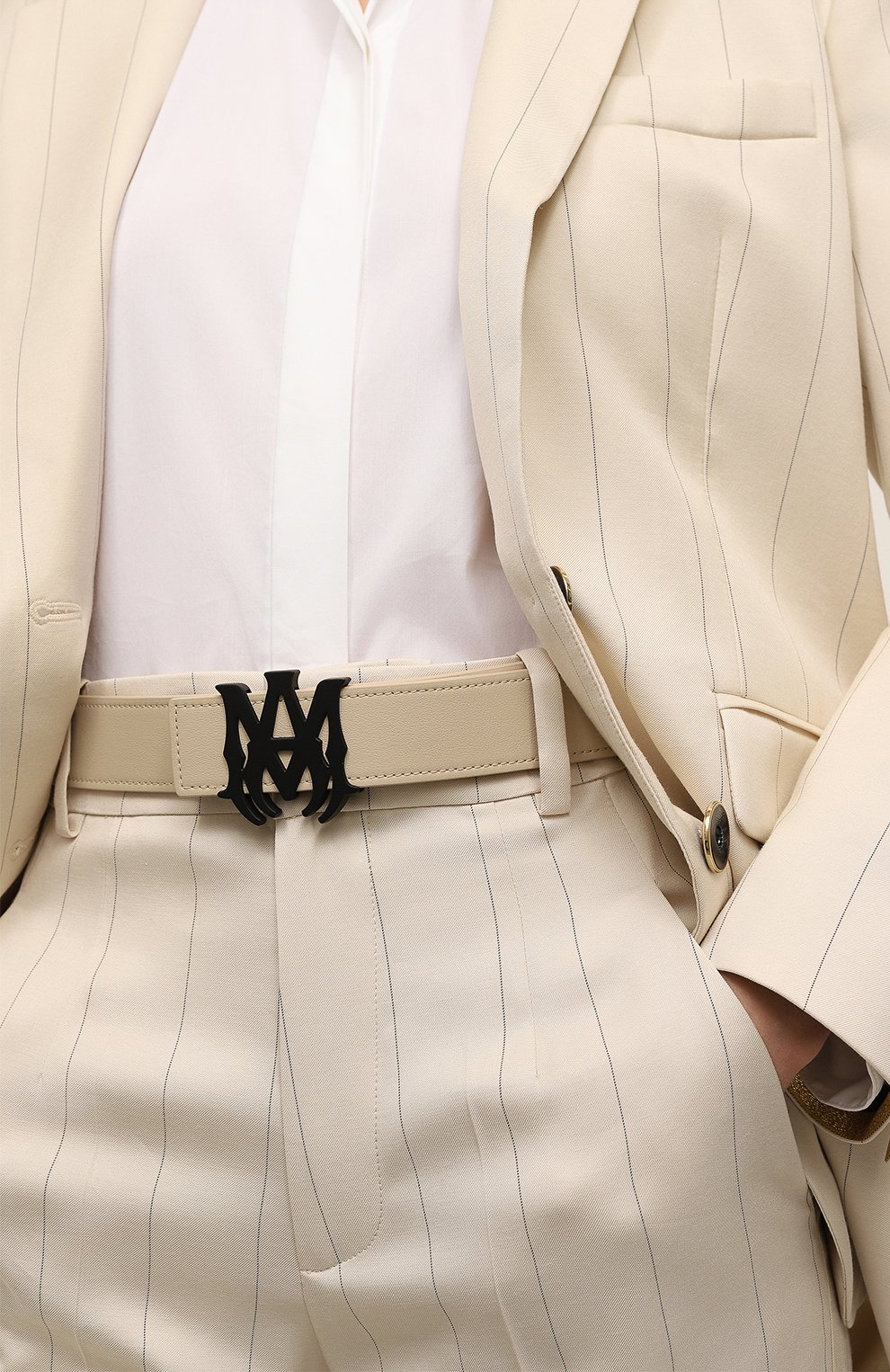 Двусторонний ремень AMIRI кремового цвета по цене 51650 руб., арт. PS24MAL007, фото 2 Двусторонний ремень AMIRI, арт. PS24MAL007, фото 2