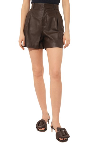 Кожаные шорты SIMONETTA RAVIZZA темно-коричневого цвета по цене 104000 руб., арт. ST17L1, фото 3 Кожаные шорты SIMONETTA RAVIZZA, арт. ST17L1, фото 3