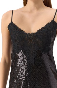 Женское платье с отделкой пайетками THE KOOPLES черного цвета, арт. FR0B30018K | Фото 5 (Длина Ж (юбки, платья, шорты): Макси; Материал сплава: Проставлено; Драгоценные камни: Проставлено; Женское Кросс-КТ: Платье-одежда; Случай: Коктейльный; Стили: Гламурный; Рукава: На бретелях; Материал внешний: Синтетический материал)