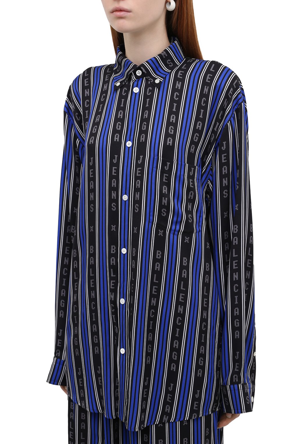 Рубашка из вискозы BALENCIAGA синего цвета по цене 105500 руб., арт. 658956/TKL32, фото 3 Рубашка из вискозы BALENCIAGA, арт. 658956/TKL32, фото 3