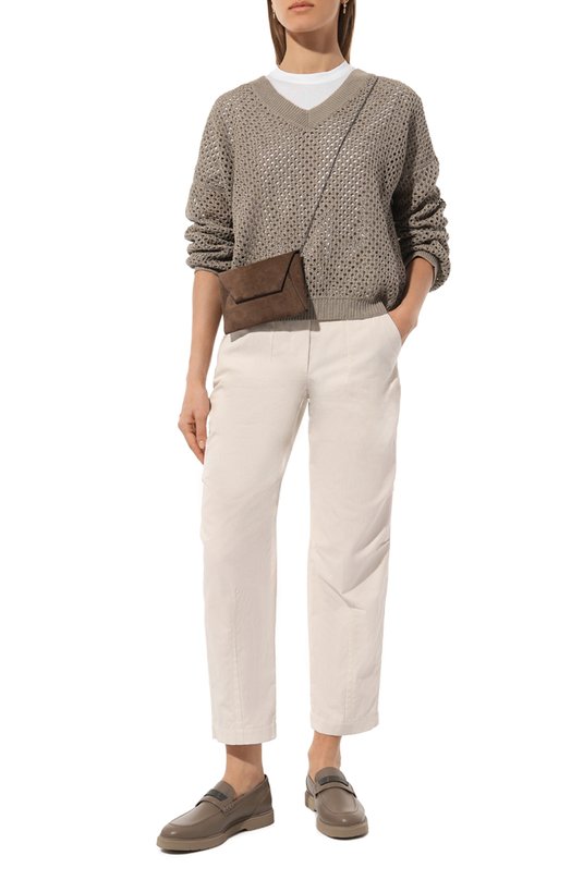 Хлопковые брюки Brunello Cucinelli ML180B1346 Бежевый  ML180B1346 Фото 2