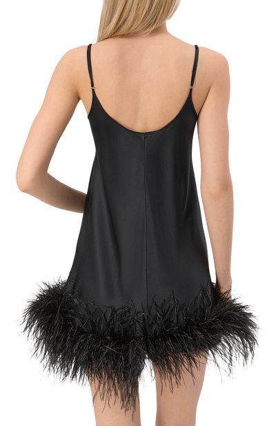 Шелковая сорочка с отделкой перьями EDOMO, арт. D001010FW2324, фото 4