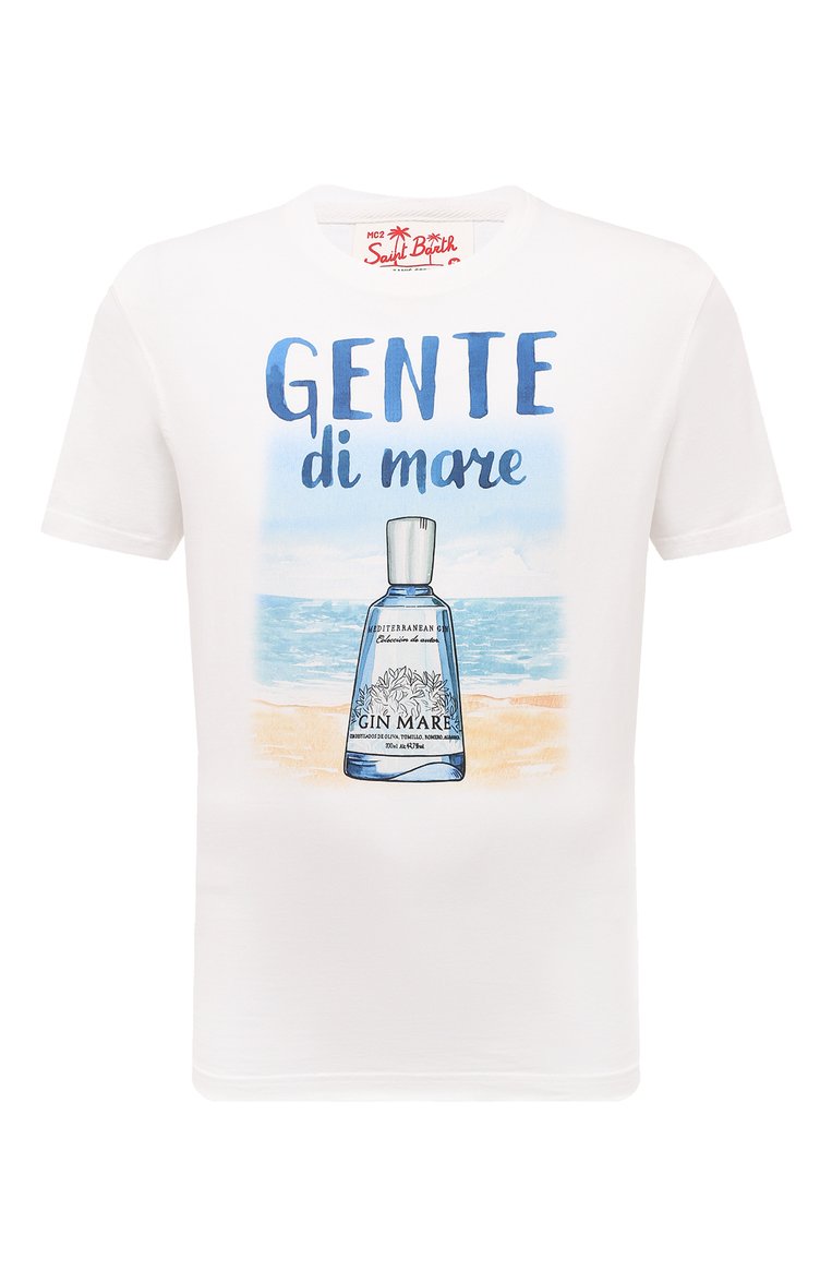 Мужская хлопковая футболка MC2 SAINT BARTH белого цвета, арт. STBM/TSHIRT MAN/00339D | Фото 1 (Длина (для топов): Стандартные; Рукава: Короткие; Материал внешний: Хлопок; Кросс-КТ: Пляж, Джерси; Принт: С принтом; Стили: Спорт-шик; Мужское Кросс-КТ: Футболка-одежда; Детали: Без декора; Автоматизация состава: Проставлено; Автоматизация ТО: Проставлено)