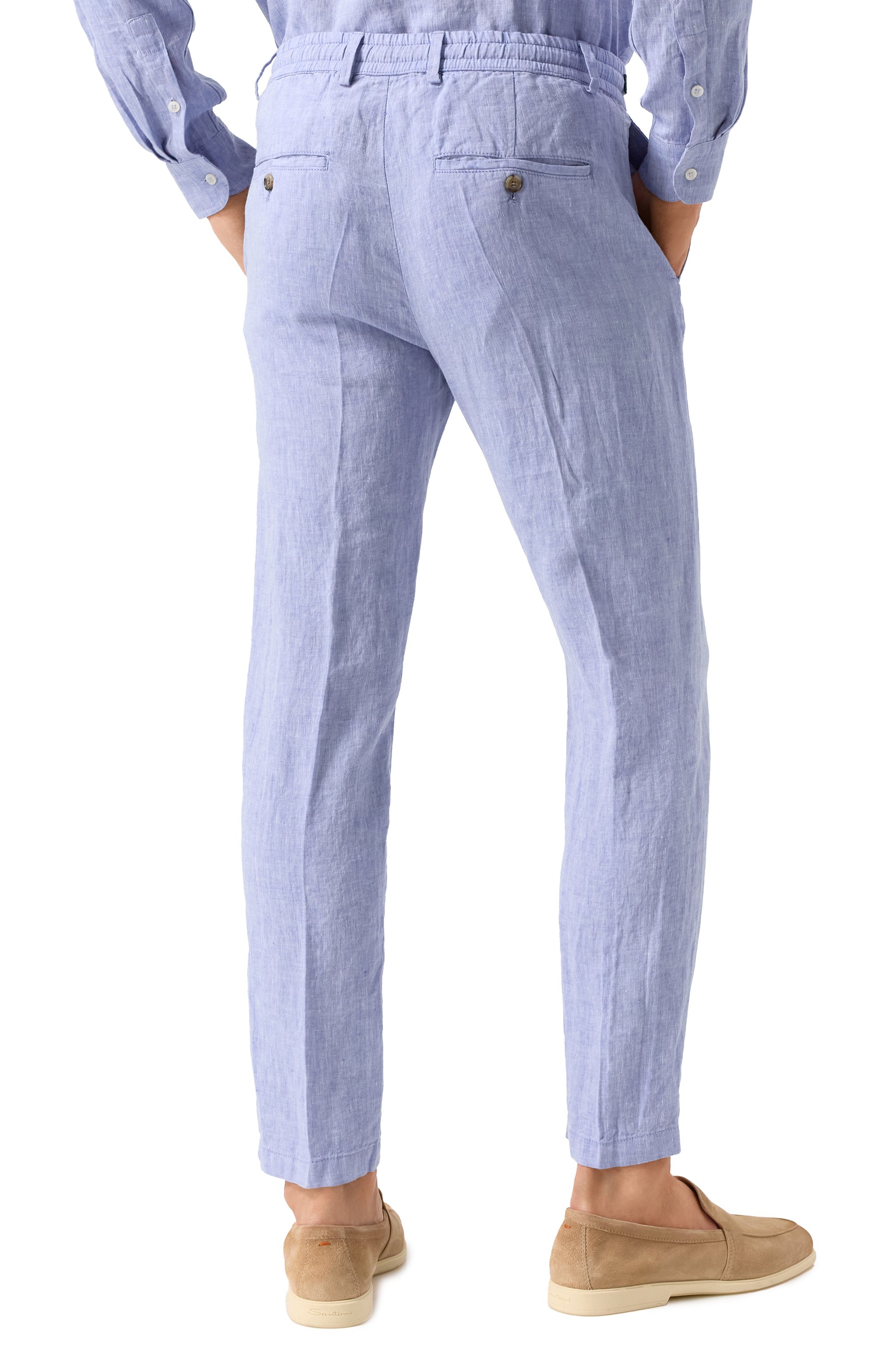 Льняные брюки PAUL&SHARK голубого цвета по цене 34200 руб., арт. 25414041, фото 4 Льняные брюки PAUL&SHARK, арт. 25414041, фото 4