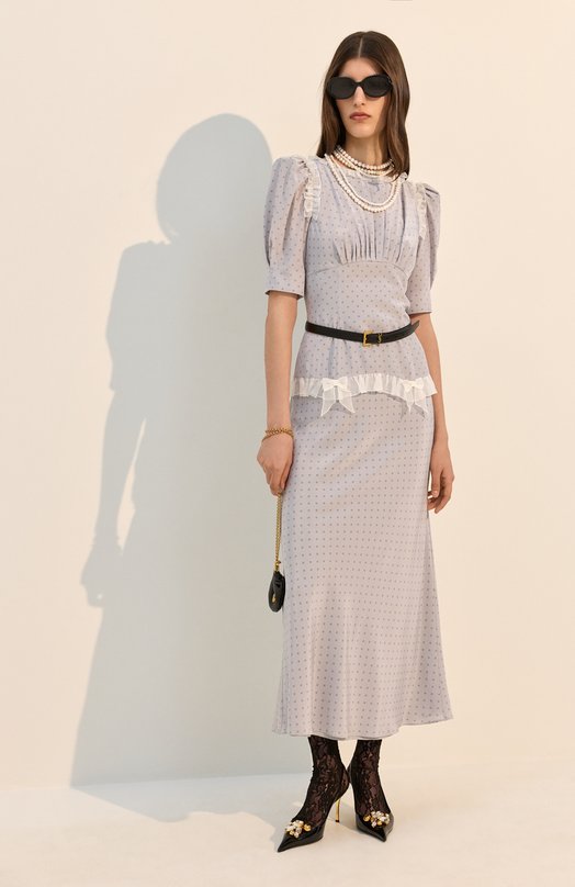 Шелковое платье Alessandra Rich FABX4299/F4686 Серый  FABX4299/F4686 Фото 5