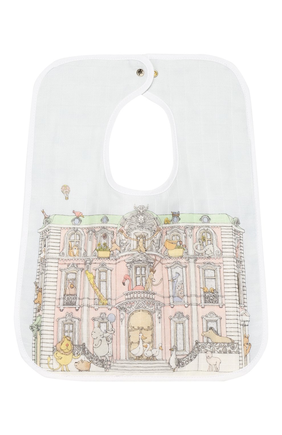 Хлопковый нагрудник ATELIER CHOUX белого цвета по цене 2995 руб., арт. LARGE BIB-M0NCEAU MANSI0N-G0LD SNAPS, фото 1 Хлопковый нагрудник ATELIER CHOUX, арт. LARGE BIB-M0NCEAU MANSI0N-G0LD SNAPS, фото 1