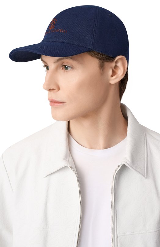 Хлопковая бейсболка Brunello Cucinelli M277P9850 Синий  M277P9850 Фото 2