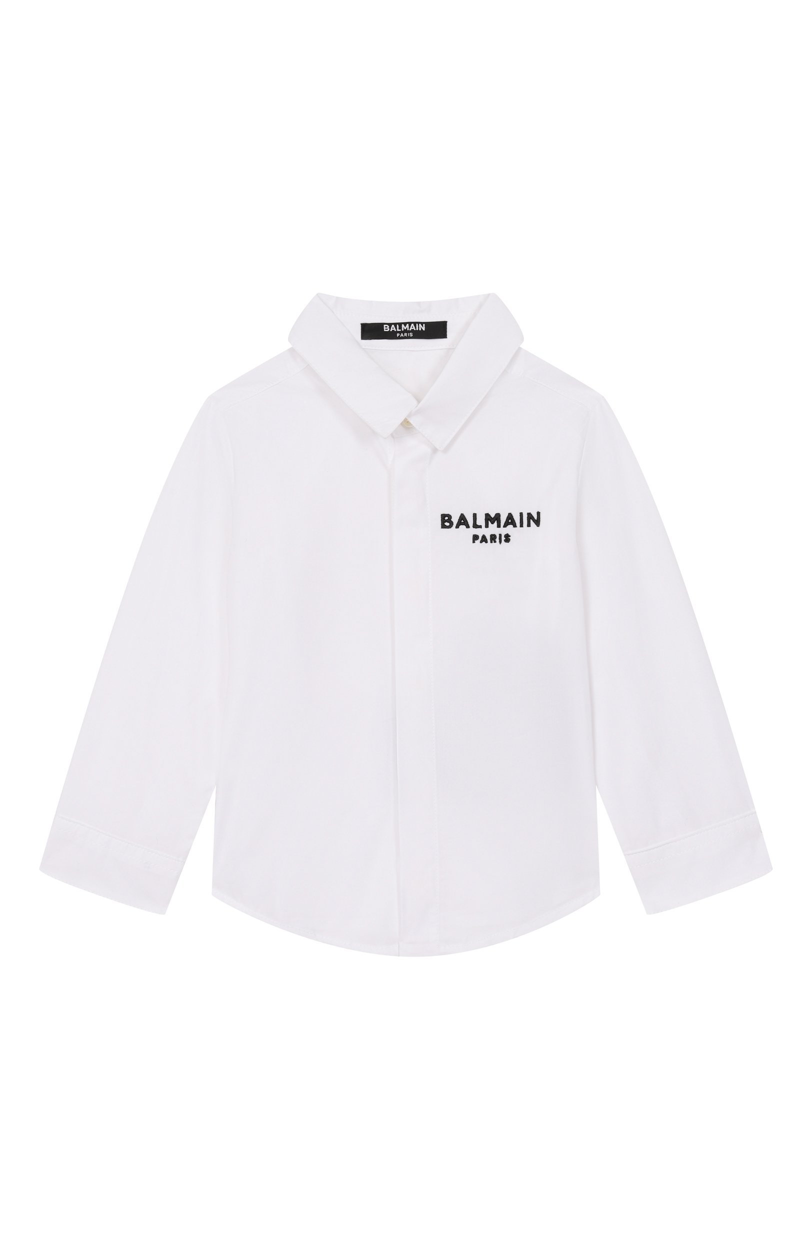 Хлопковая рубашка BALMAIN белого цвета по цене 25150 руб., арт. BY5530, фото 1 Хлопковая рубашка BALMAIN, арт. BY5530, фото 1