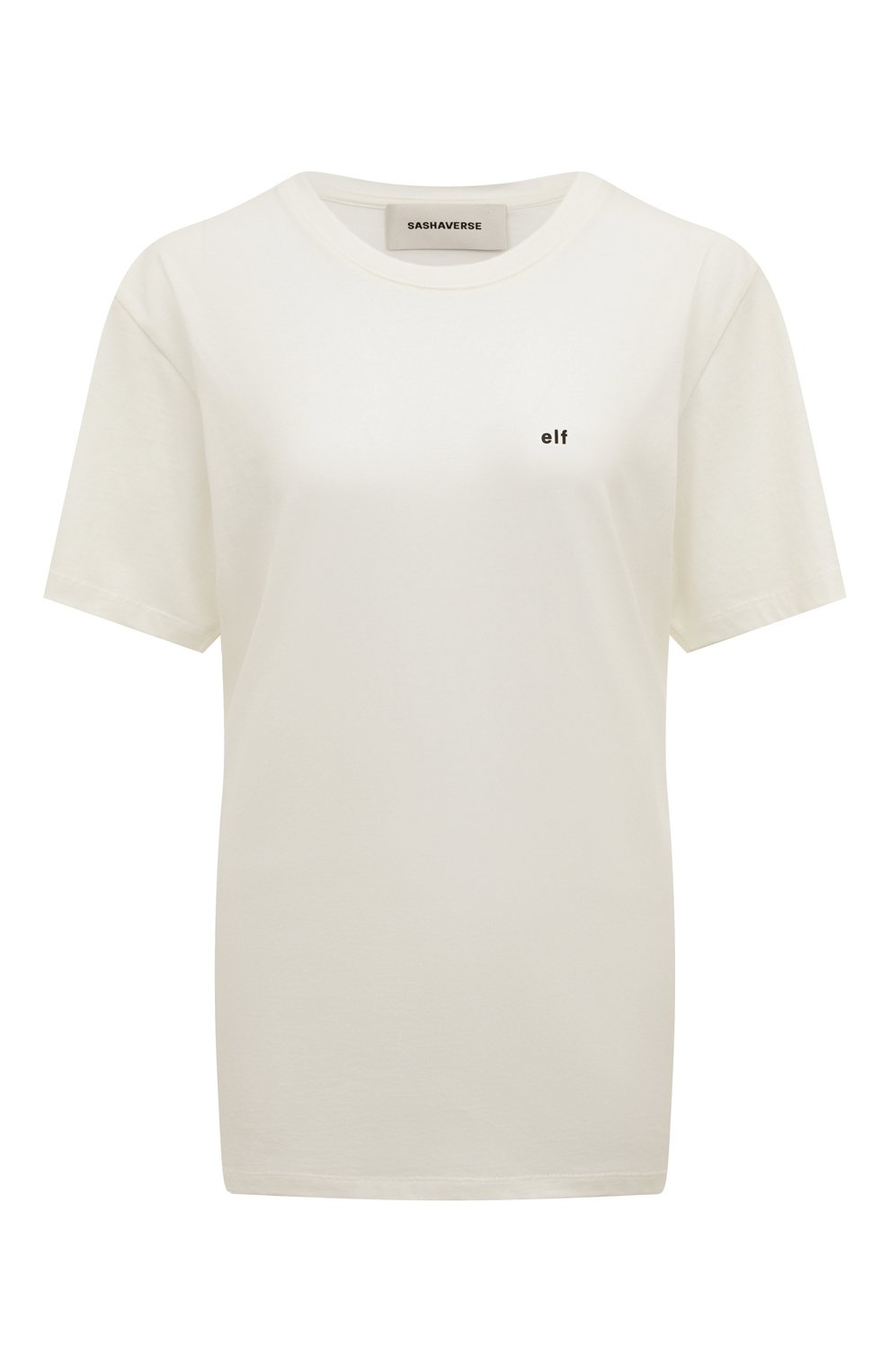Хлопковая футболка SASHAVERSE молочного цвета по цене 6890 руб., арт. TSHIRT1SS22, фото 1 Хлопковая футболка SASHAVERSE, арт. TSHIRT1SS22, фото 1
