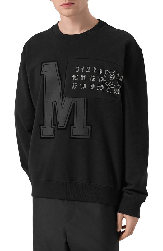 Хлопковый свитшот MM6 SH0GU0029/M25014 Чёрный  SH0GU0029/M25014 Фото 3