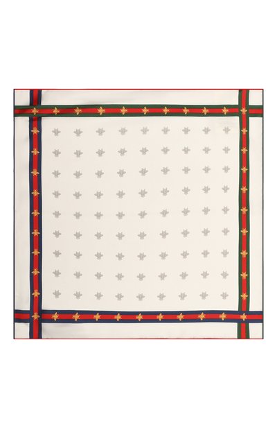 Шелковый платок GUCCI белого цвета по цене 22320 руб., арт. 407465 4G001, фото 3 Шелковый платок GUCCI, арт. 407465 4G001, фото 3