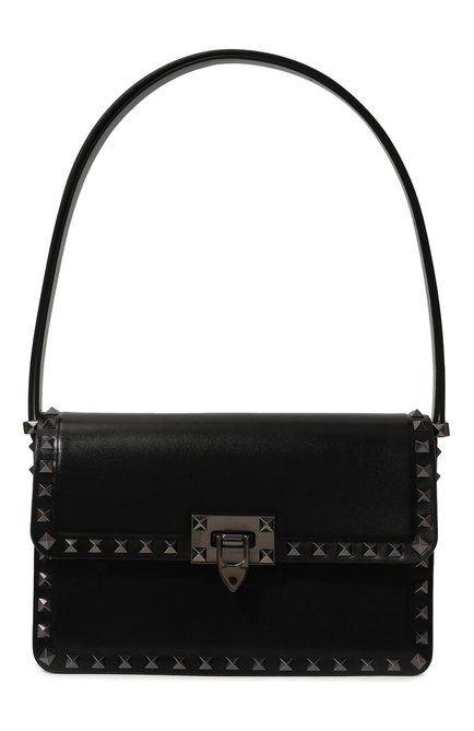 Женская сумка rockstud23 VALENTINO черного цвета, арт. 3W2B0M41QYV 0NO | Фото 1 (Материал сплава: Проставлено; Ремень/цепочка: На ремешке; Драгоценные камни: Проставлено; Материал: Натуральная кожа; Размер: small)