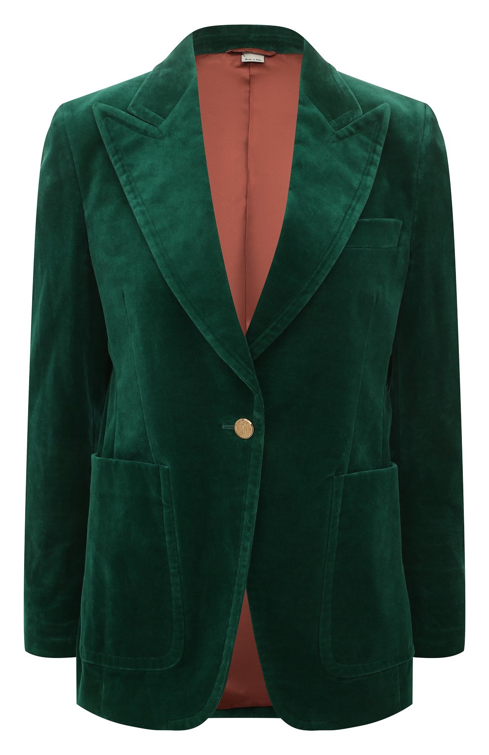 Бархатный жакет GUCCI изумрудного цвета по цене 259200 руб., арт. 518467 Z409H, фото 1 Бархатный жакет GUCCI, арт. 518467 Z409H, фото 1