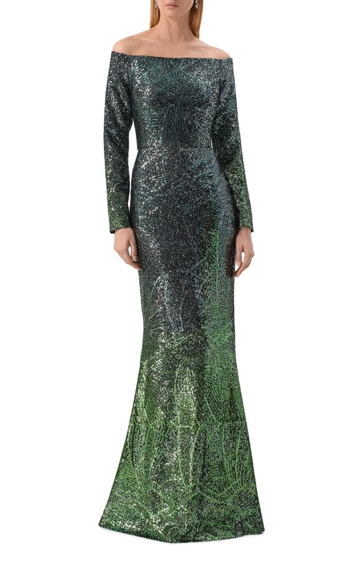 Платье с отделкой пайетками Elie Saab D0419PF25/PA012 Зелёный  D0419PF25/PA012 Фото 2