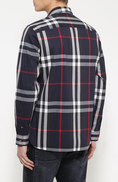 Хлопковая рубашка с воротником ке нт BURBERRY, арт. 4006731, фото 4