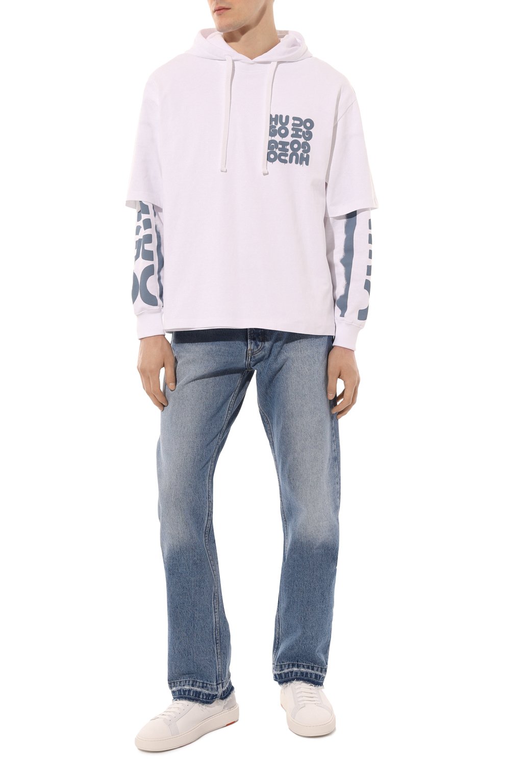 Хлопковое худи HUGO белого цвета по цене 14570 руб., арт. 50487545, фото 2 Хлопковое худи HUGO, арт. 50487545, фото 2