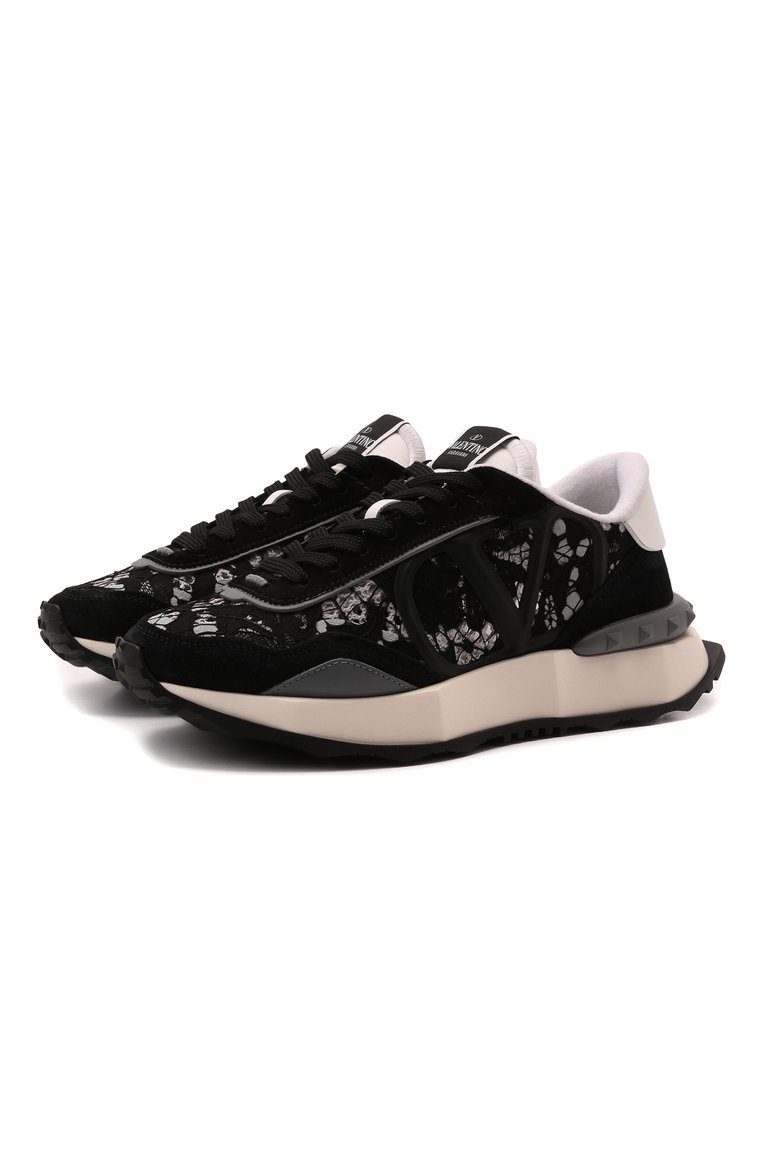 Женские кроссовки lacerunner VALENTINO черного цвета, арт. XW2S0DY9/ZUX | Фото 1 (Материал внешний: Экокожа; Материал внутренний: Текстиль; Материал утеплителя: Без утеплителя; Стили: Кэжуэл; Подошва: Платформа; Кросс-КТ: Низкие)